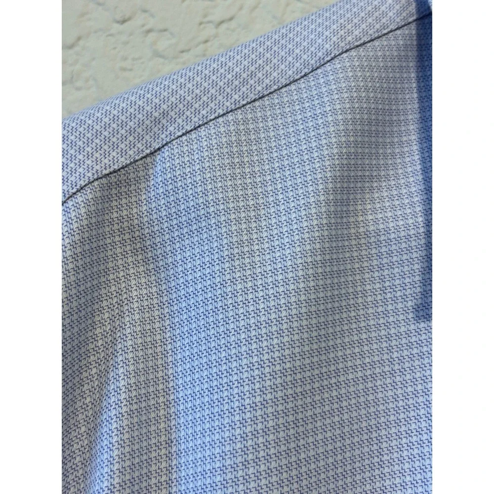 Canali Mens Dress Shirt 16 41 Blue Micro Check Long Sleeve Cotton Italy Preppy
